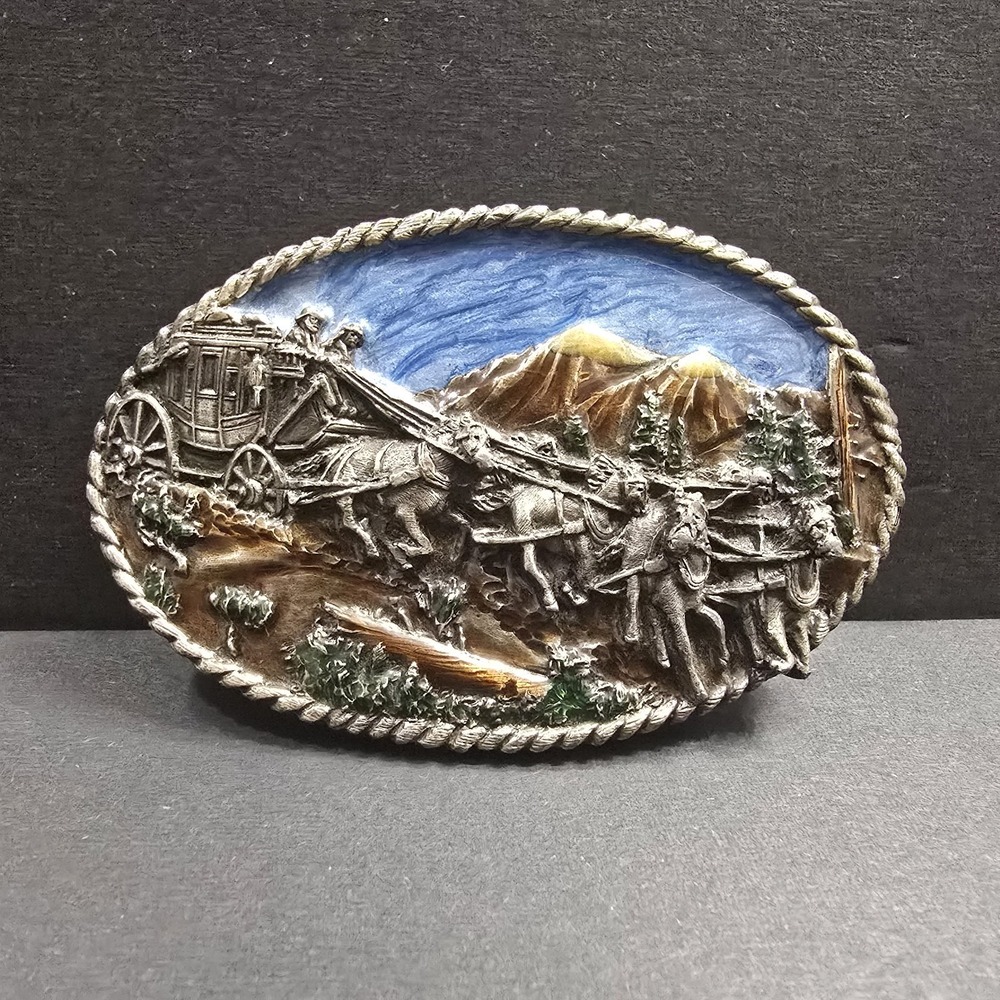 Siskiyou Buckle Co‎ Vintage 1983 Stagecouch Williams Oregon Belt Buckle